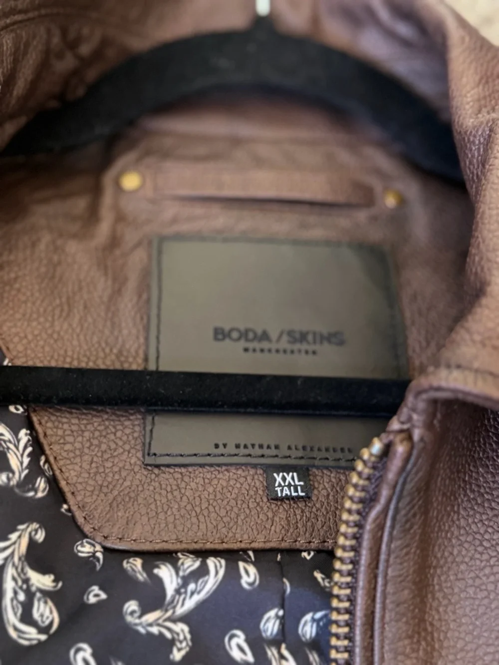 Boda Skins vintage Brown Leather Zip-Front Jacket